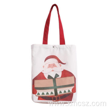 Christmas red cotton canvas tote bags with handle